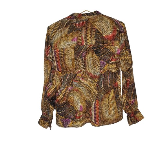 LILLI Ann Collection Brown BLOUSE SIZE L Retro Button Down - Picture 2 of 3